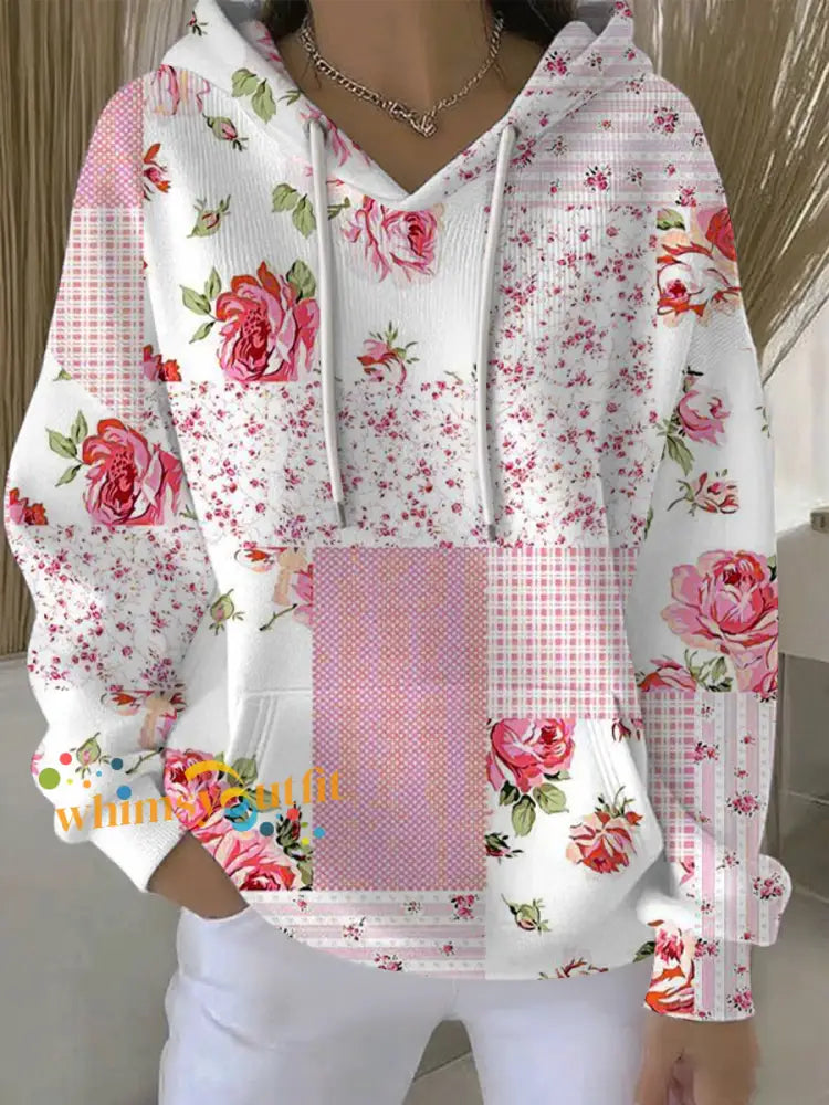 Women’s Breast Cancer Pink Print Casual Hoodie As picture / S