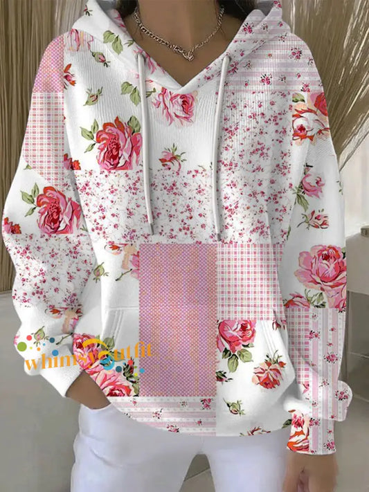 Women’s Breast Cancer Pink Print Casual Hoodie As picture / S