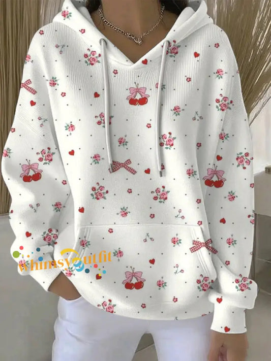 Women’s Breast Cancer Pink Print Casual Hoodie As picture / S