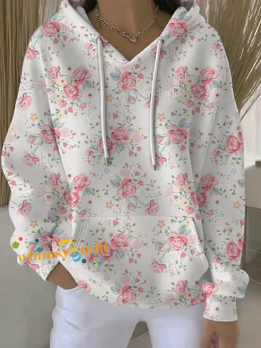 Women’s Breast Cancer Pink Print Casual Hoodie As picture / S