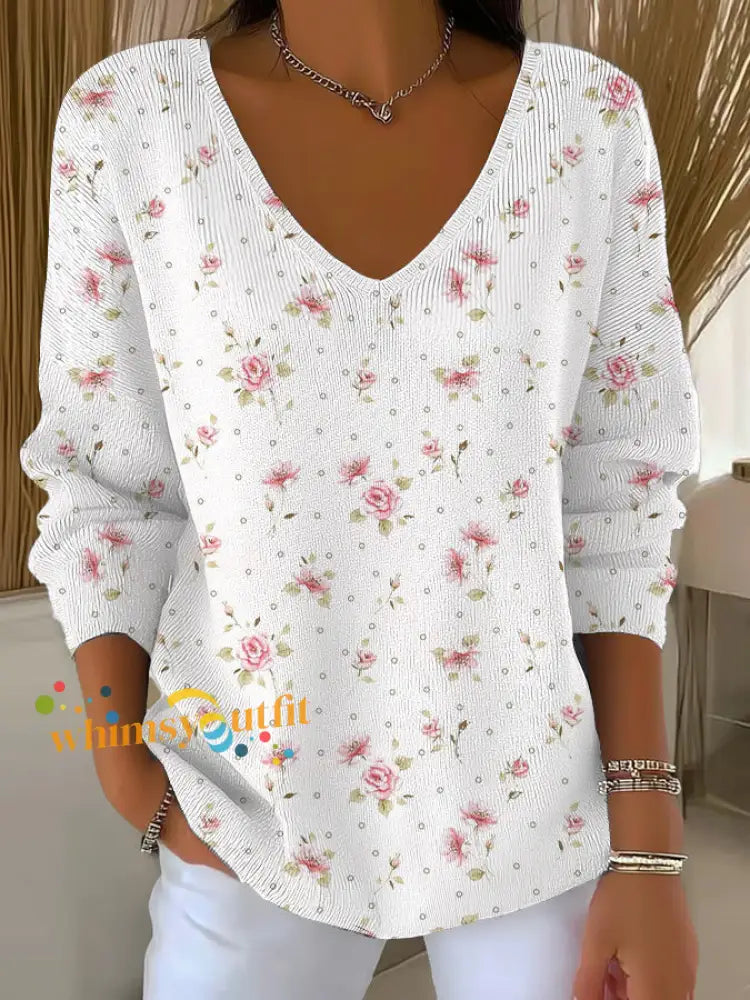 Women’s Breast Cancer Pink Printed Casual Top As picture / S