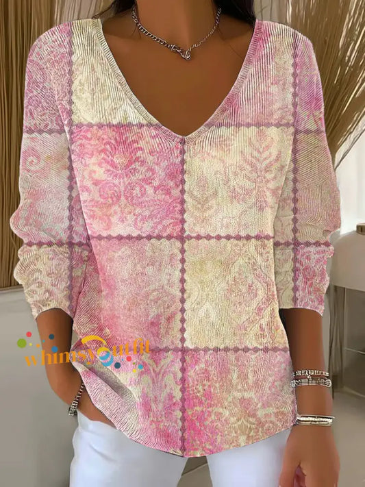 Women’s Breast Cancer Pink Printed Casual Top As picture / S