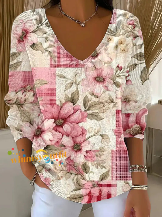 Women’s Breast Cancer Pink Printed Casual Top As picture / S