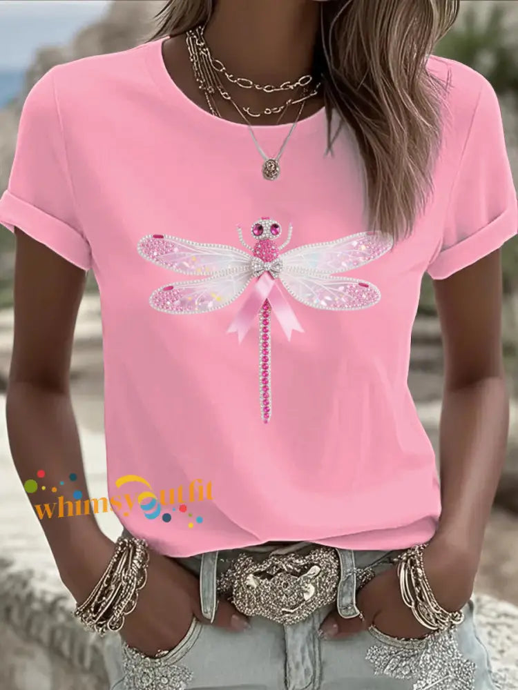 Women’s Breast Cancer Pink Printed T shirt As picture / S