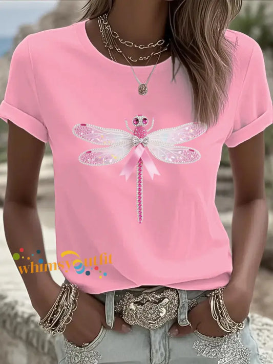 Women’s Breast Cancer Pink Printed T shirt As picture / S