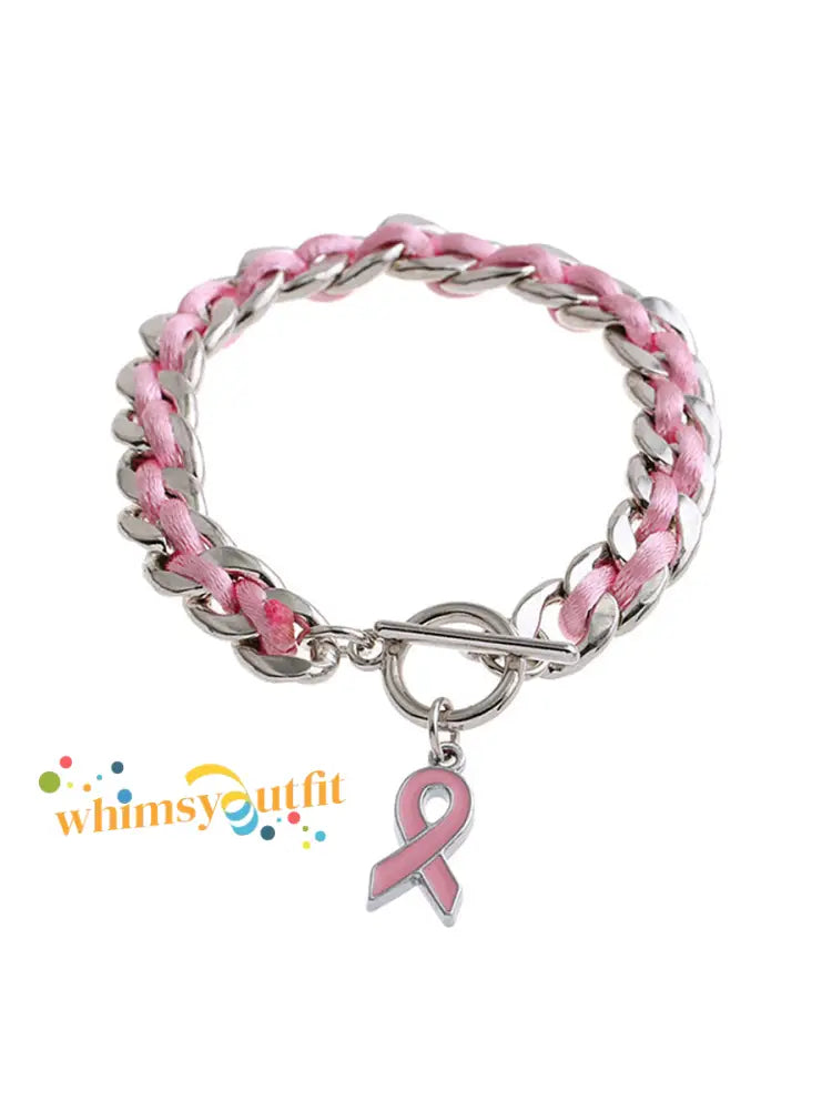 Women’s Breast Cancer Pink Ribbon Bracelet Pink / ONE