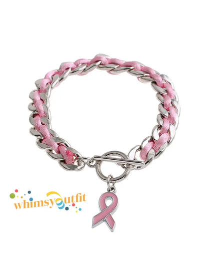 Women’s Breast Cancer Pink Ribbon Bracelet Pink / ONE