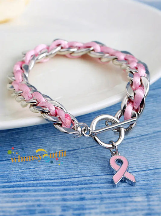 Women’s Breast Cancer Pink Ribbon Bracelet Pink / ONE
