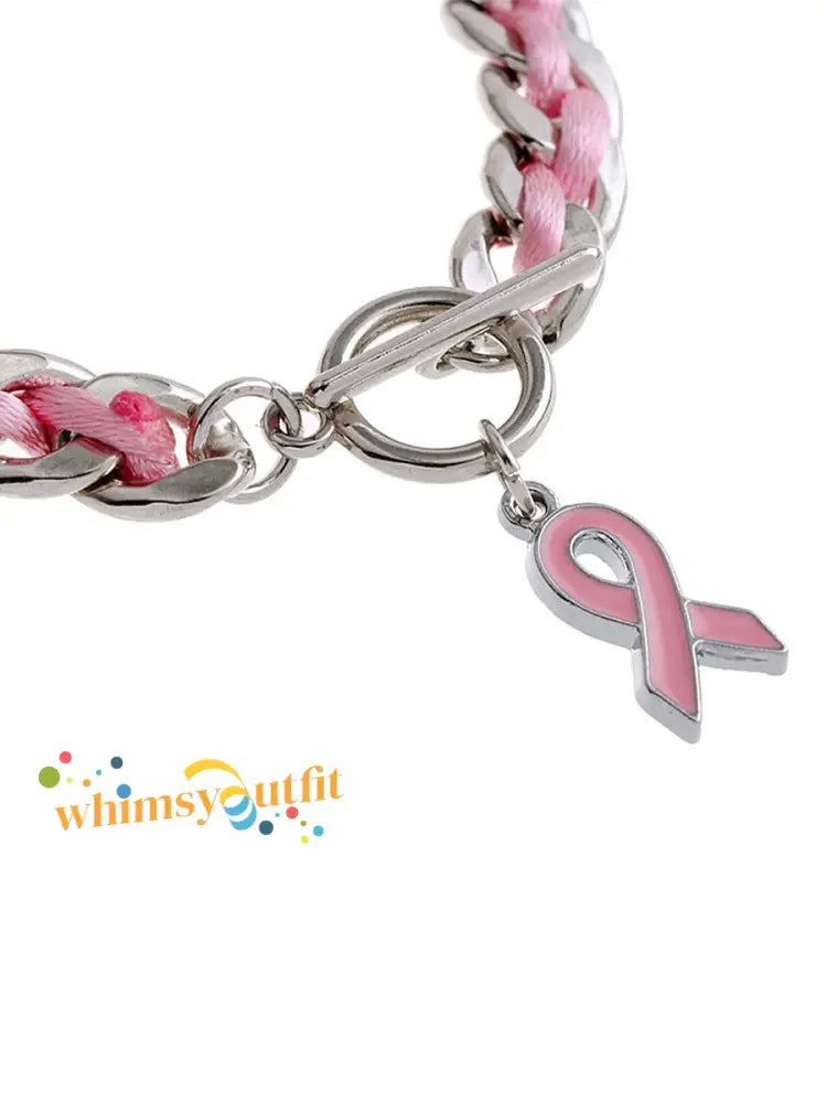 Women’s Breast Cancer Pink Ribbon Bracelet Pink / ONE