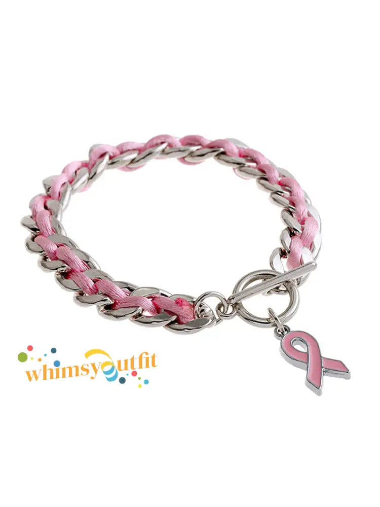 Women’s Breast Cancer Pink Ribbon Bracelet Pink / ONE