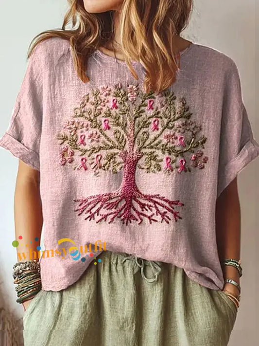 Women’s Breast Cancer Pink Ribbon Tree Tops Pink / S