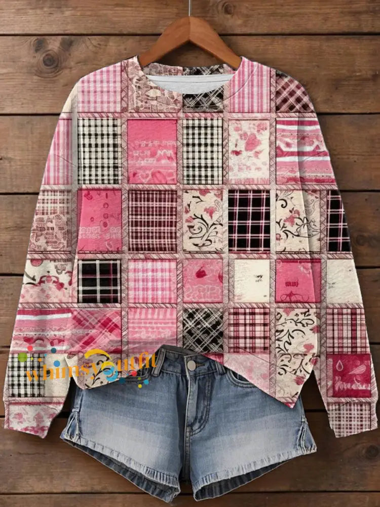 Women’s Breast Cancer Print Sweatshirt As picture / S