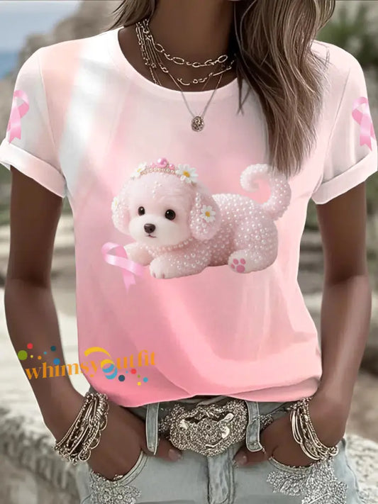 Women’s Breast Cancer Printed T shirt As picture / S