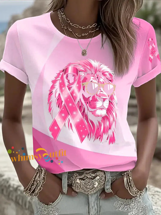 Women’s Breast Cancer Printed T shirt As picture / S