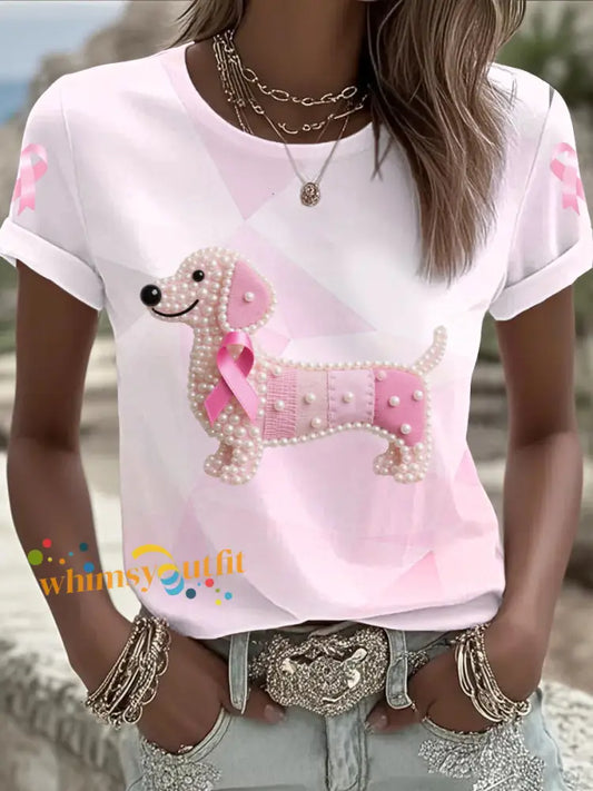 Women’s Breast Cancer Printed T shirt As picture / S