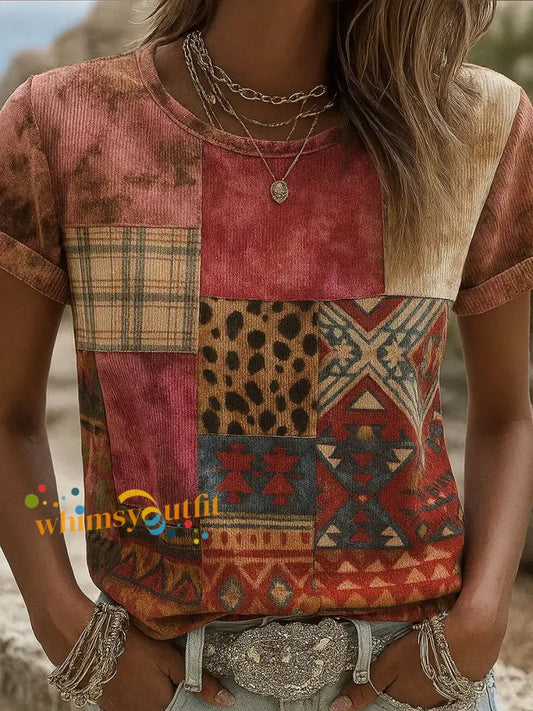 Women’s Breast Cancer Ribbon Animal Print Cotton T-Shirt A / S