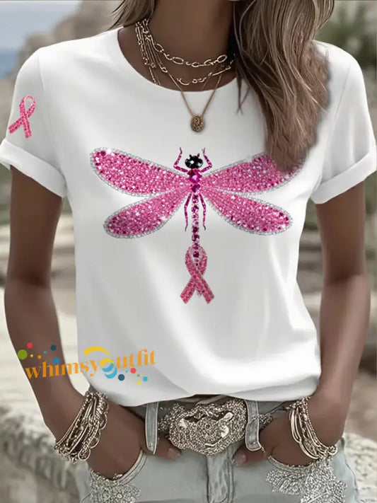 Women’s Breast Cancer Ribbon Print Cotton T Shirt A / S