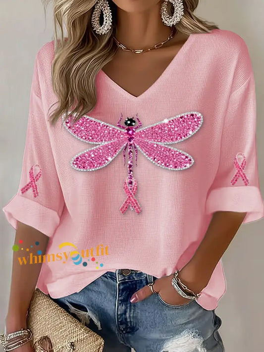 Women’s Breast Cancer Ribbon Print Cotton Top A / S