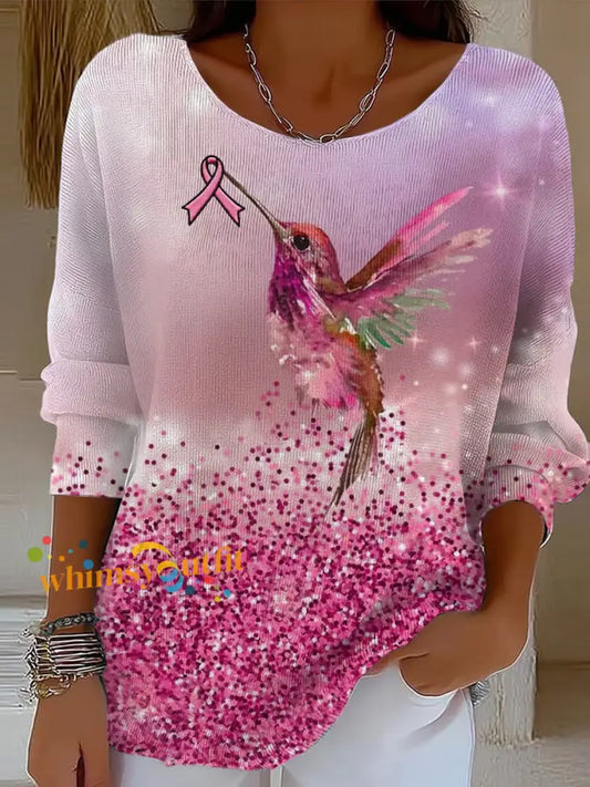 Women’s Breast Cancer Ribbon Print Cotton Top A / S