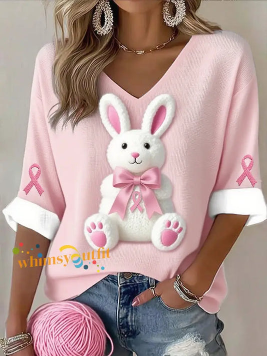 Women’s Breast Cancer Ribbon Print Cotton Top A / S