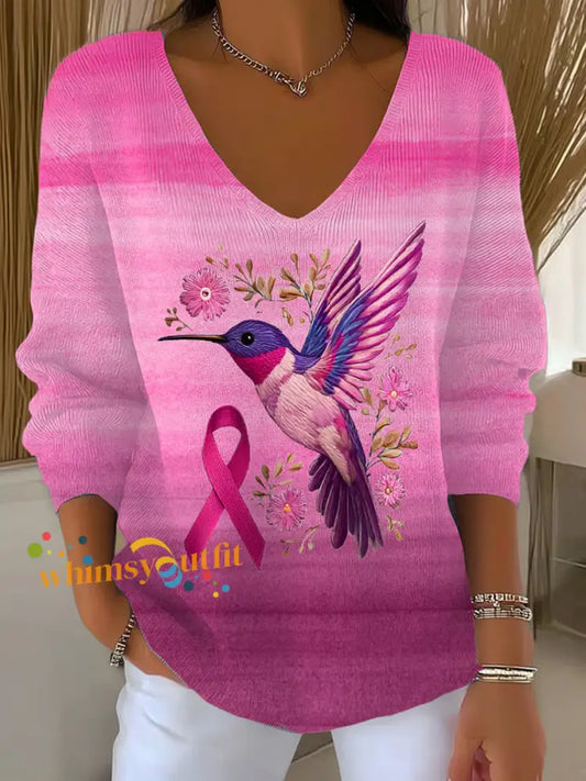 Women’s Breast Cancer Ribbon Print Cotton Top A / S