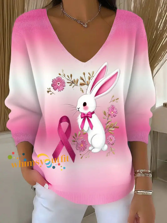 Women’s Breast Cancer Ribbon Print Cotton Top A / S