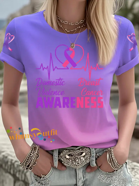 Women’s Breast Cancer short sleeved T shirt Pink Purple / S