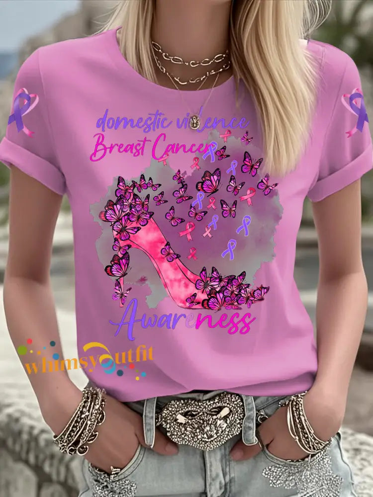 Women’s Breast Cancer short sleeved T shirt Pink / S