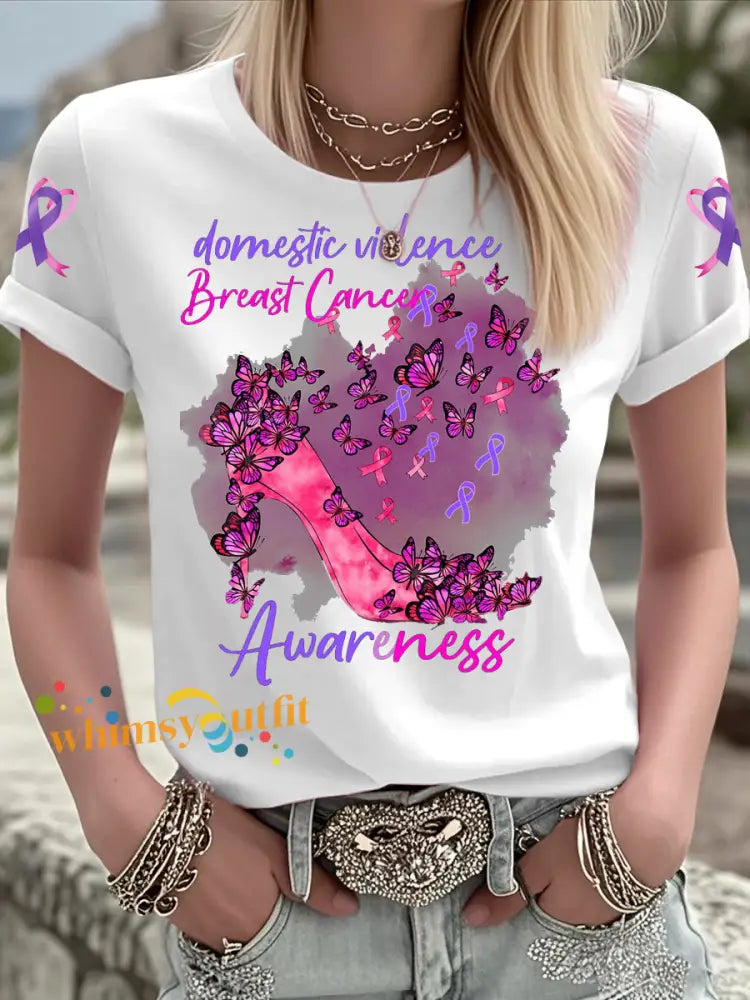 Women’s Breast Cancer short sleeved T shirt White / S