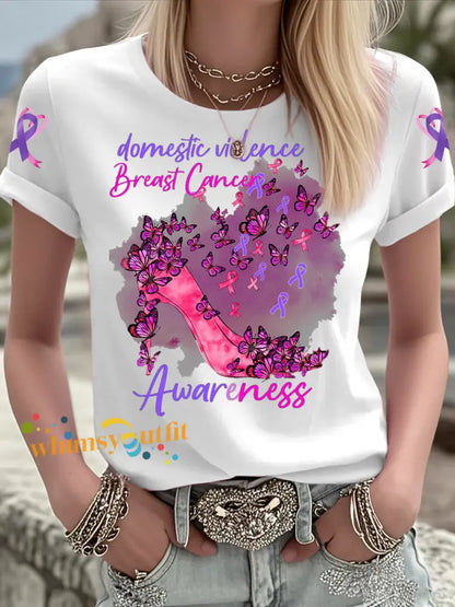 Women’s Breast Cancer short sleeved T shirt White / S