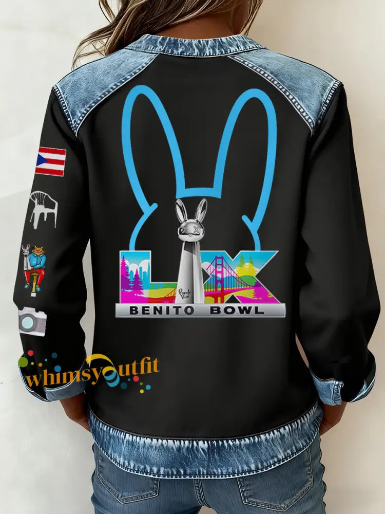 Women’s Bunny Football Music Lover Printed CasuaL Tops
