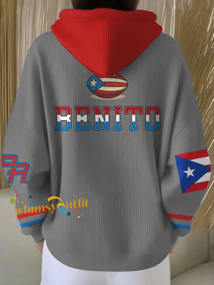 Women’s Bunny Football Music Lover Printed Hoodie