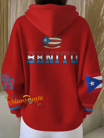 Women’s Bunny Football Music Lover Printed Hoodie