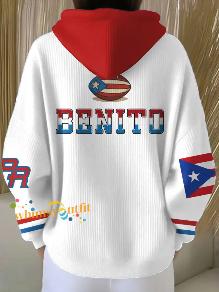 Women’s Bunny Football Music Lover Printed Hoodie