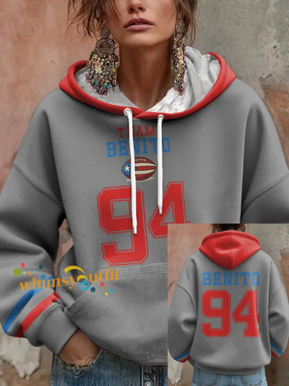 Women’s Bunny Football Music Lover Printed Hoodie Light Gray / S