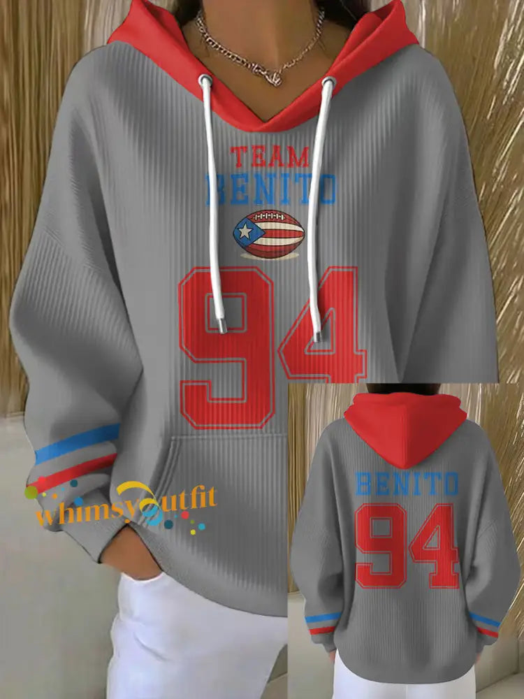 Women’s Bunny Football Music Lover Printed Hoodie Light Gray / S