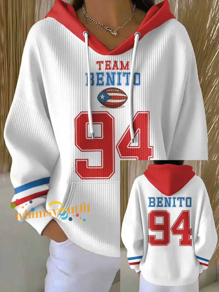 Women’s Bunny Football Music Lover Printed Hoodie White / S