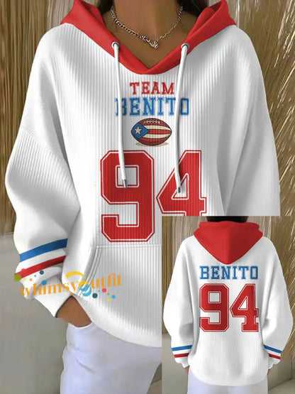 Women’s Bunny Football Music Lover Printed Hoodie White / S