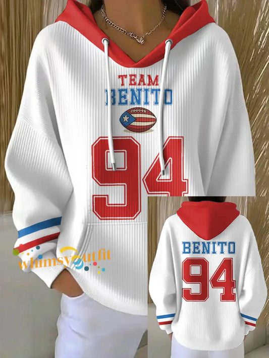 Women’s Bunny Football Music Lover Printed Hoodie White / S