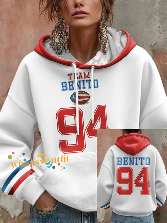 Women’s Bunny Football Music Lover Printed Hoodie White / S