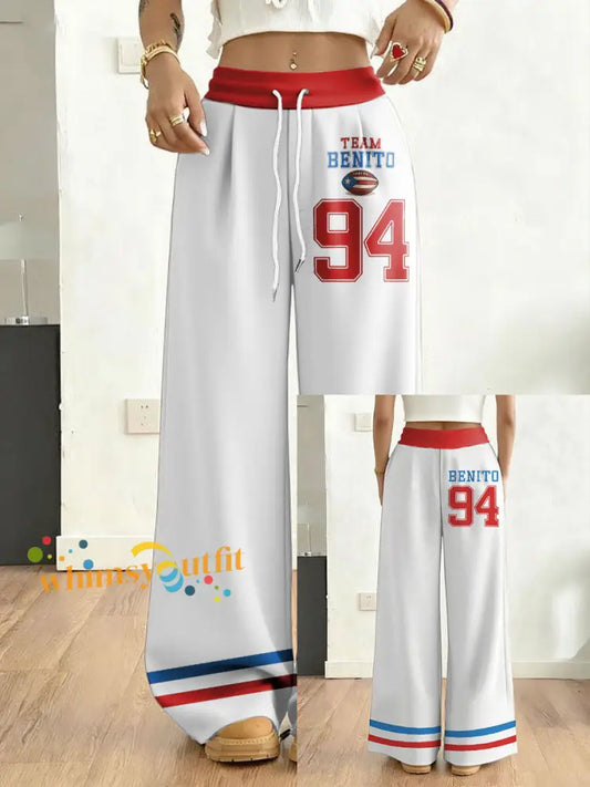 Women’s Bunny Football Music Lover Printed Pants White / S