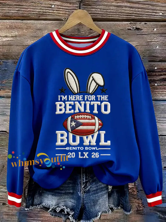 Women’s Bunny Football Music Lover Printed Regular Sweatshirt Blue / S