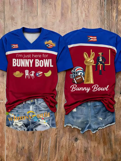 Women’s Bunny Football Music Lover Printed short-sleeved T-shirt A / S