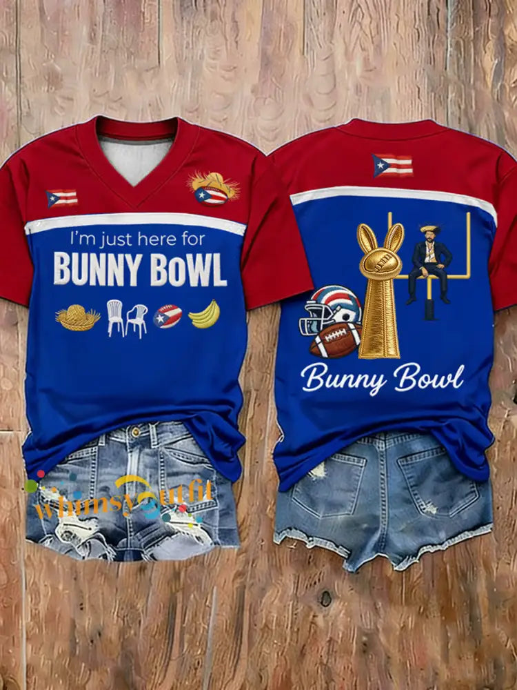 Women’s Bunny Football Music Lover Printed short-sleeved T-shirt B / S