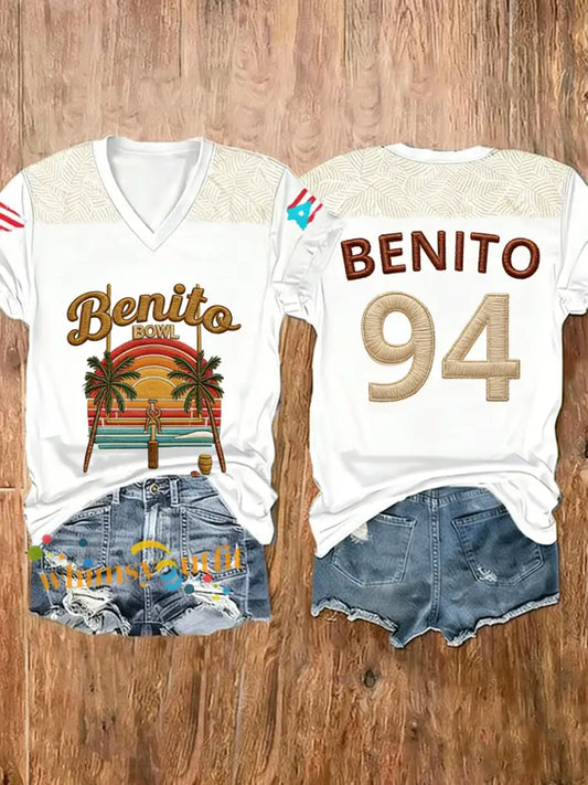 Women’s Bunny Football Music Lover Printed short-sleeved T-shirt White / S