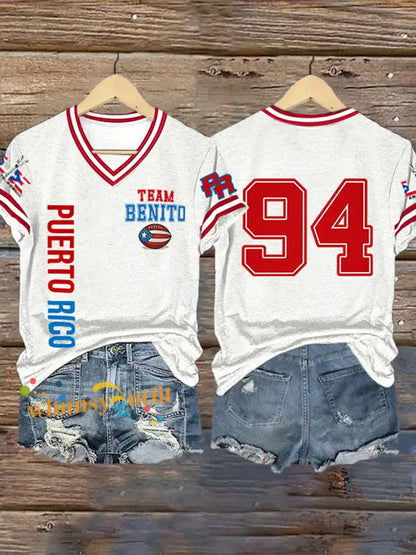 Women’s Bunny Football Music Lover Printed short-sleeved T-shirt White / S