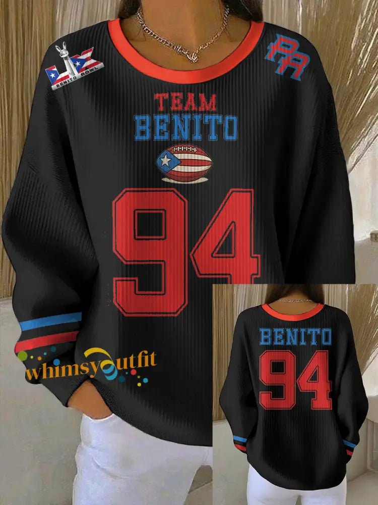 Women’s Bunny Football Music Lover Printed Sweatshirt Black / S