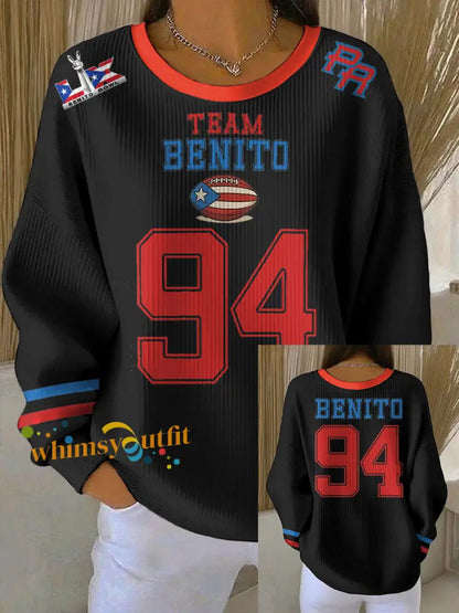 Women’s Bunny Football Music Lover Printed Sweatshirt Black / S