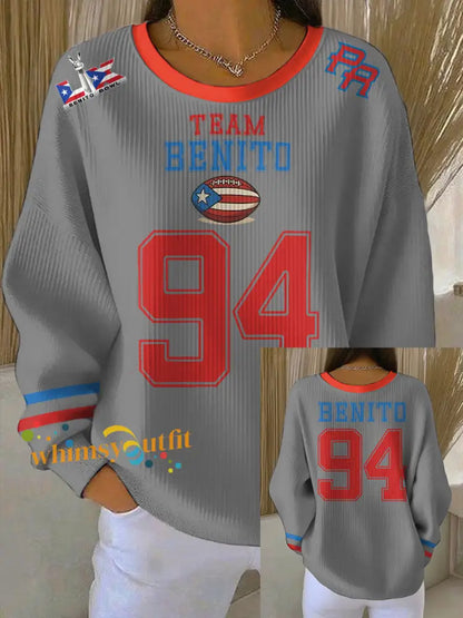 Women’s Bunny Football Music Lover Printed Sweatshirt Light Gray / S