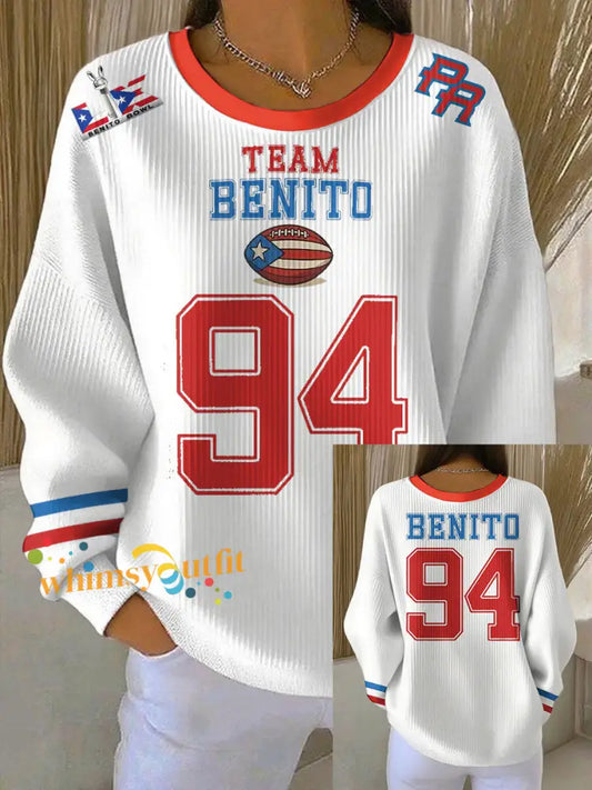 Women’s Bunny Football Music Lover Printed Sweatshirt White / S